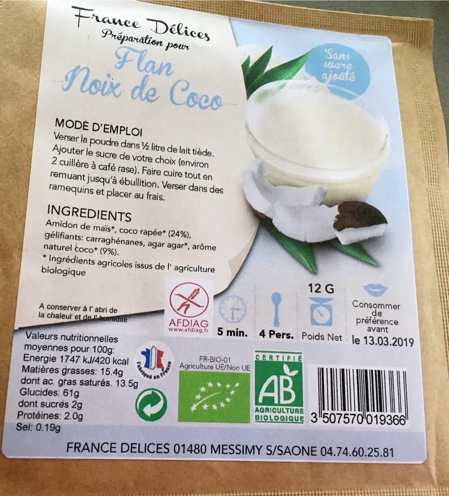 Flan Sans Sucre a La Noix De Coco