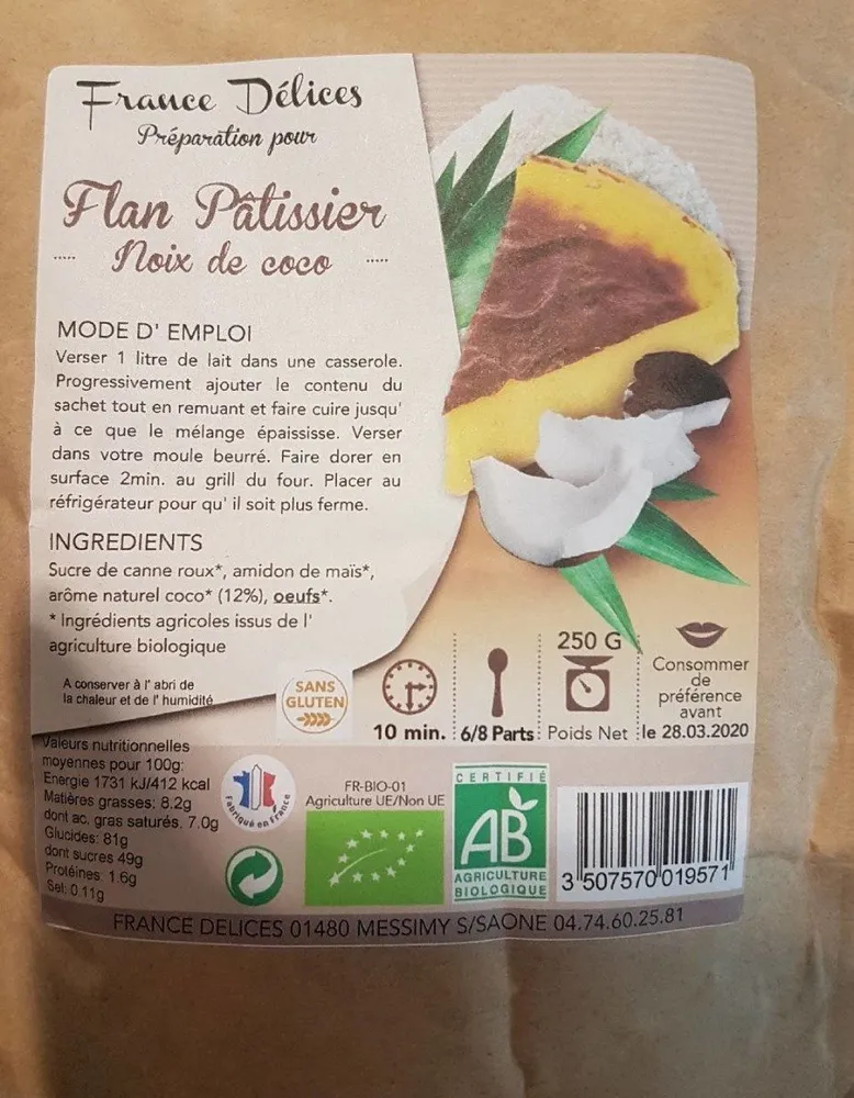 Flan pâtissier noix de coco