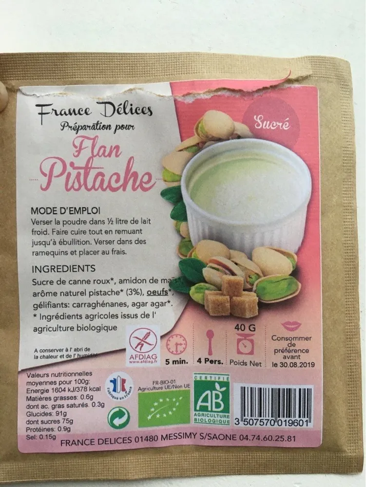 Préparation pour Flan pistache sucré
