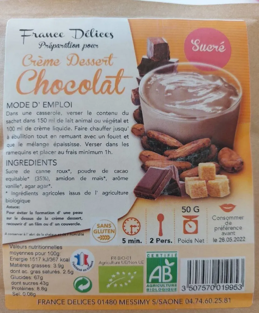 Préparation pour Crème dessert chocolat