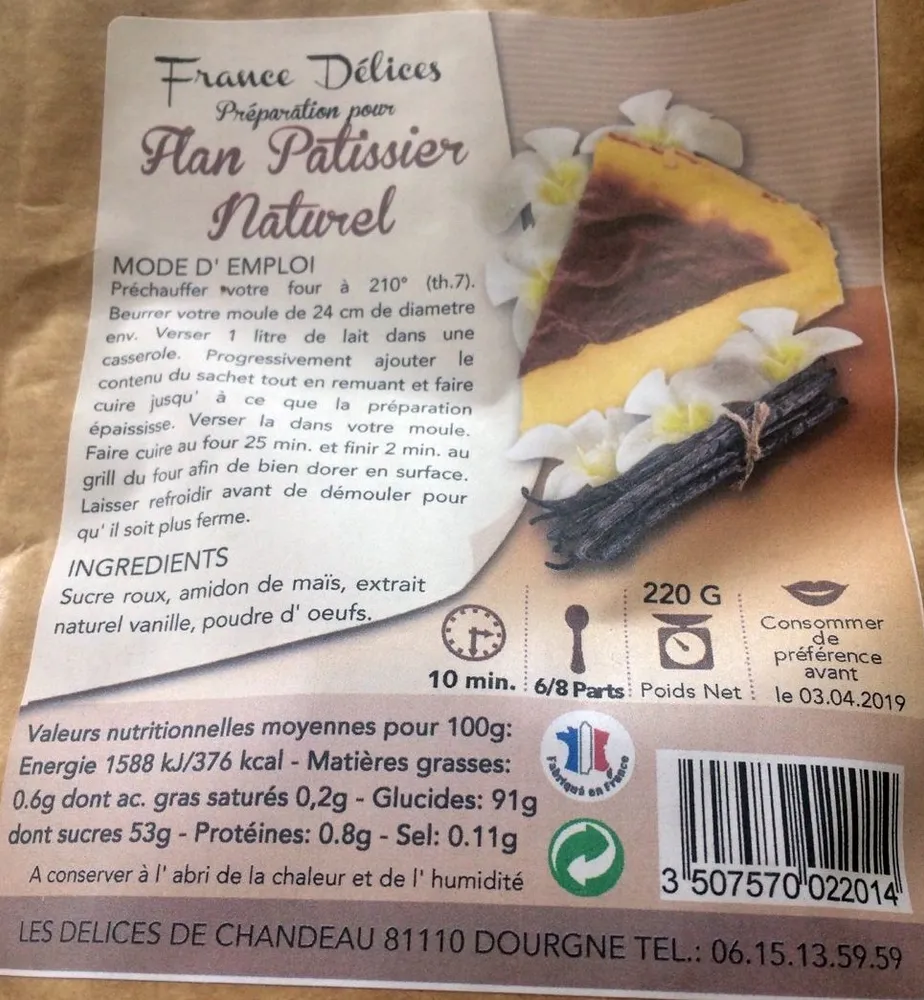 Préparation Flan Pâtissier Naturel