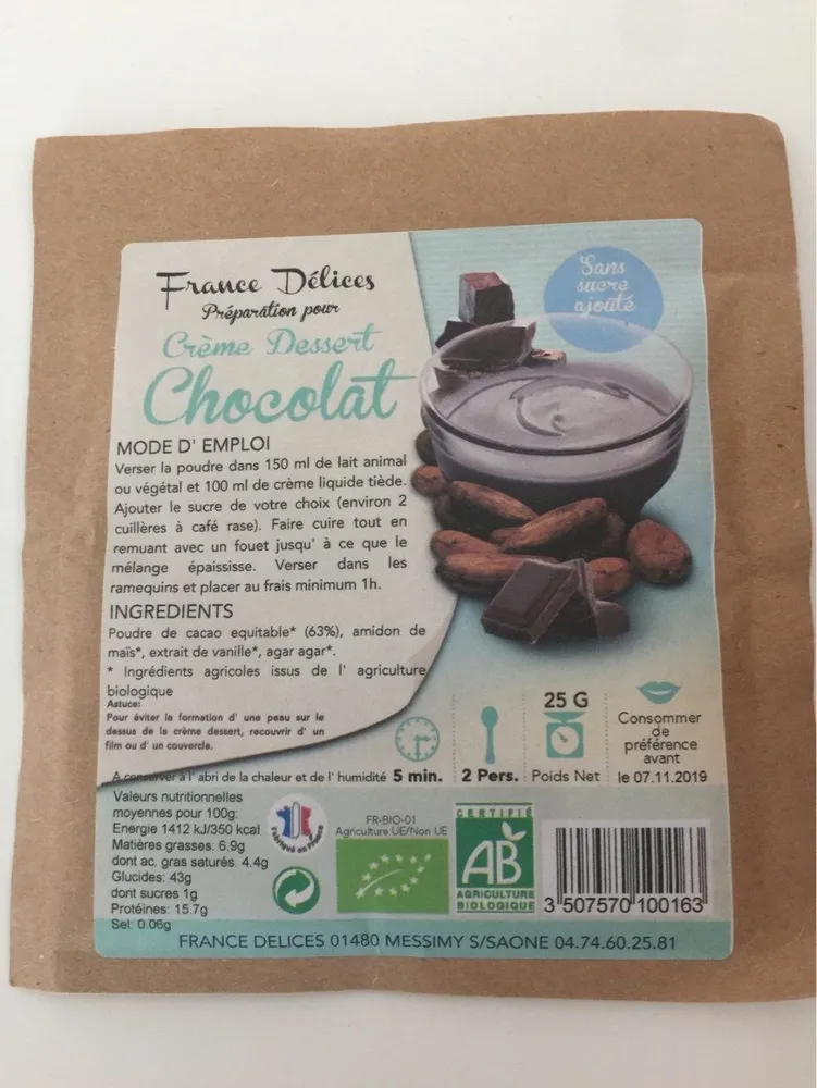 Crème dessert chocolat