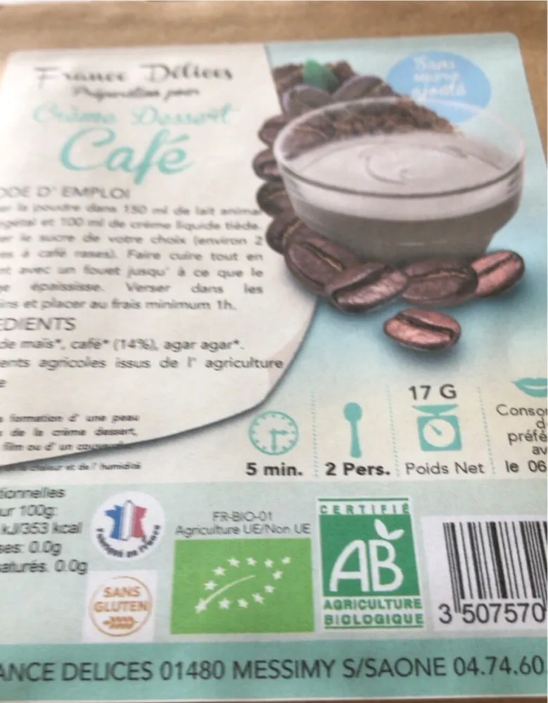 Crème dessert café