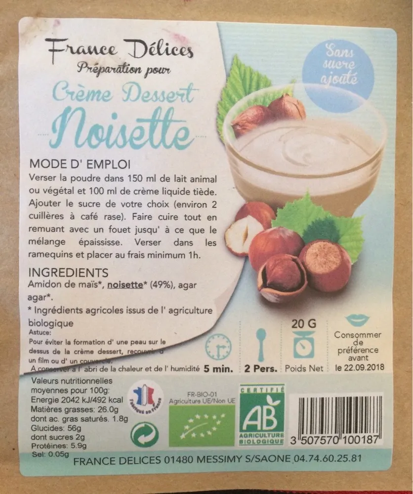 Creme noisette dessert
