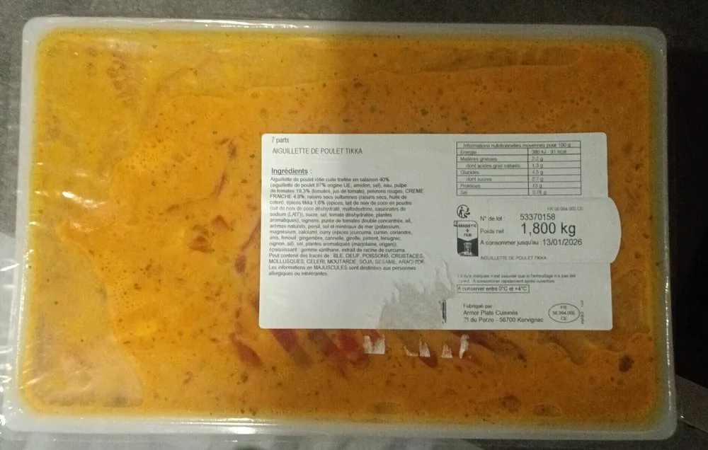 Aiguillette de poulet tikka