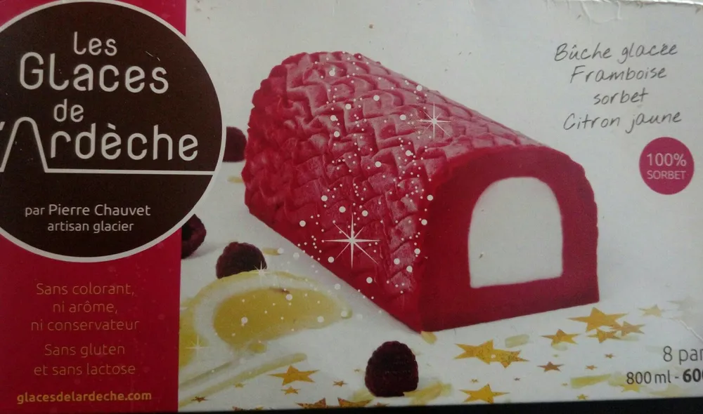 Bûche glacée framboise sorbet citron
