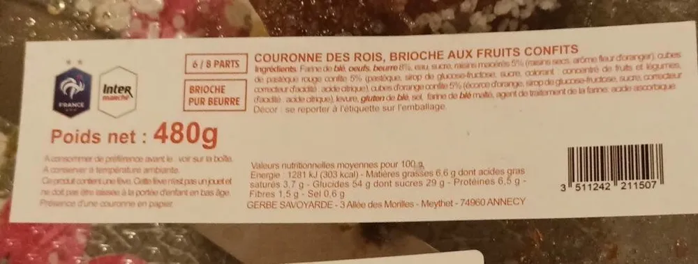 Couronne des rois brioche au fruit confits