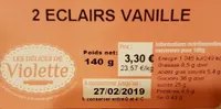 2 éclairs vanille
