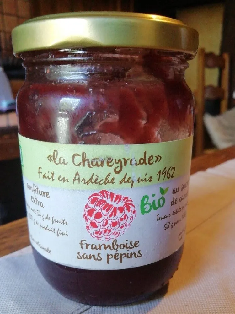 Confiture de framboises bio sans pépin