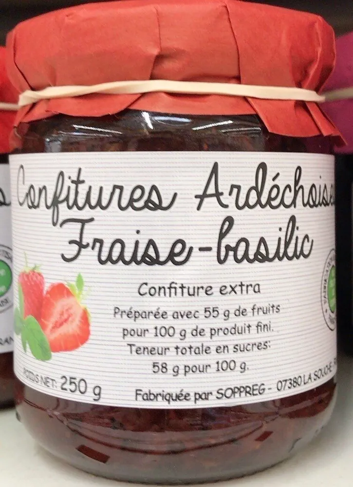 Confitures ardéchoises Fraise-basilic