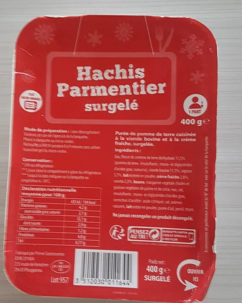 Hachis Parmentier Surgelé