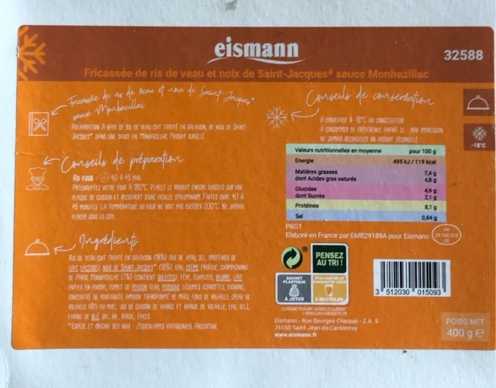 Fricassée de riz de veau et noix de st jacques