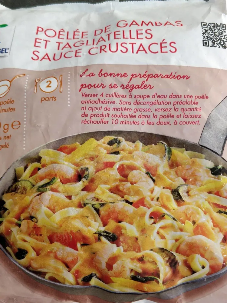 Poêlée de gambas et tagliatelles sauce crustacés