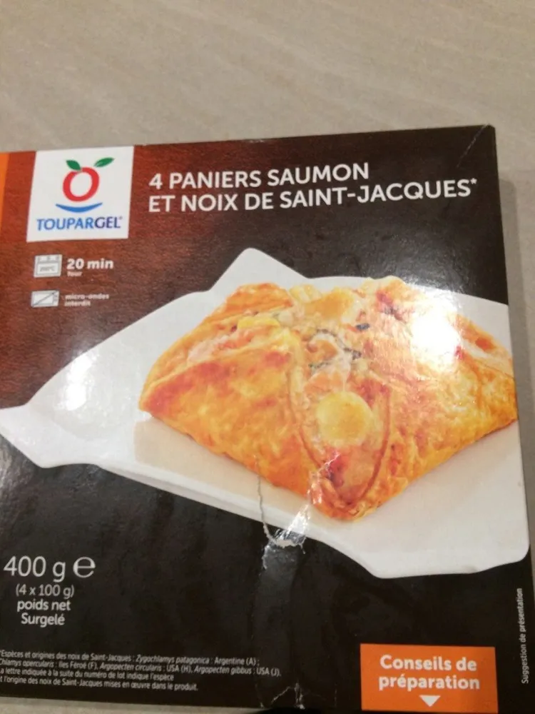 4 paniers saumon et noix de Saint-Jacques