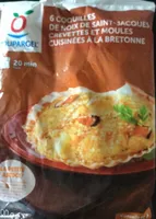 Coquilles de noix de st jacques, crevettes et moules cuisinées à la bretonne