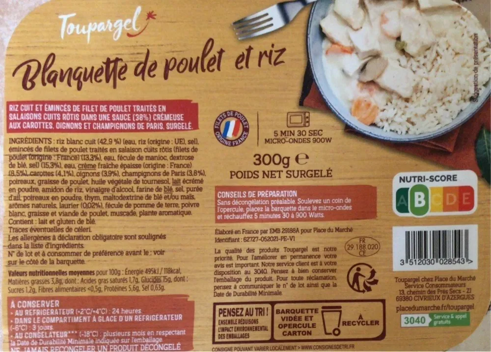 Blanquette de poulet et riz