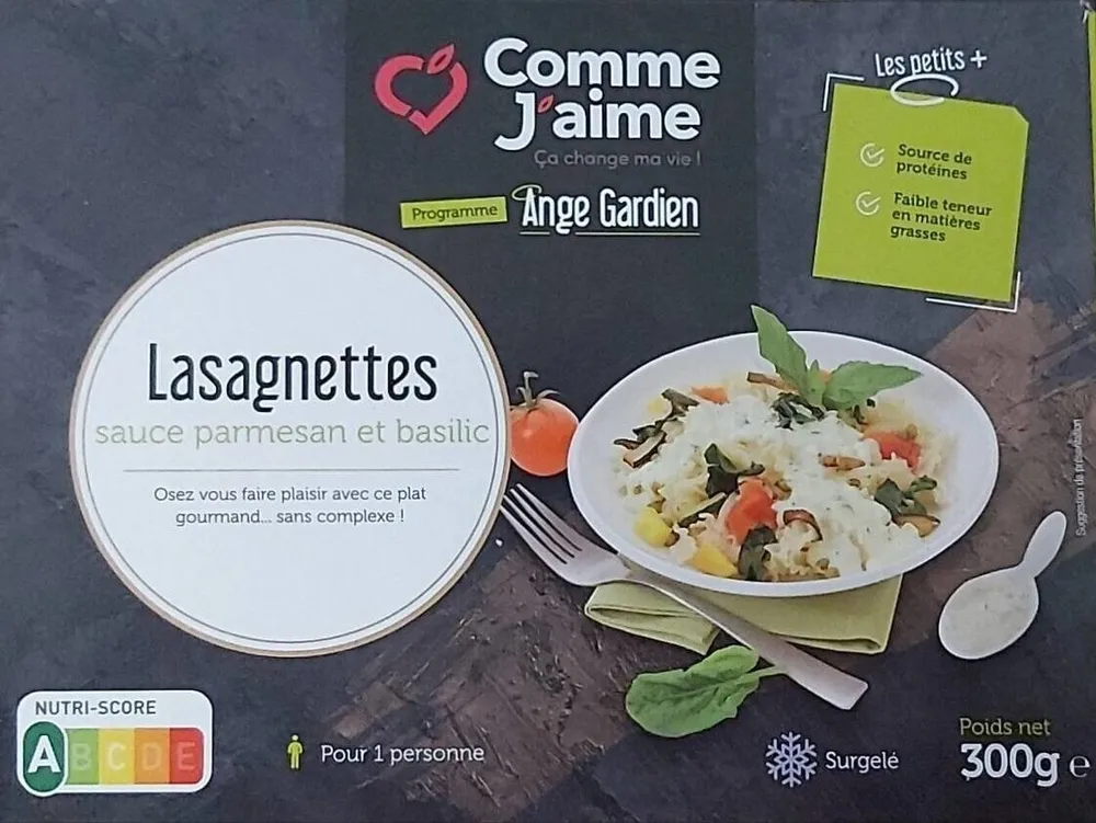 Lasagnettes sauce parmesan et basilic