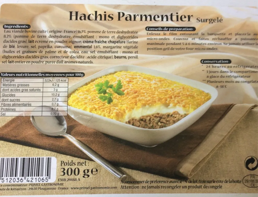 Hachis parmentier surgele