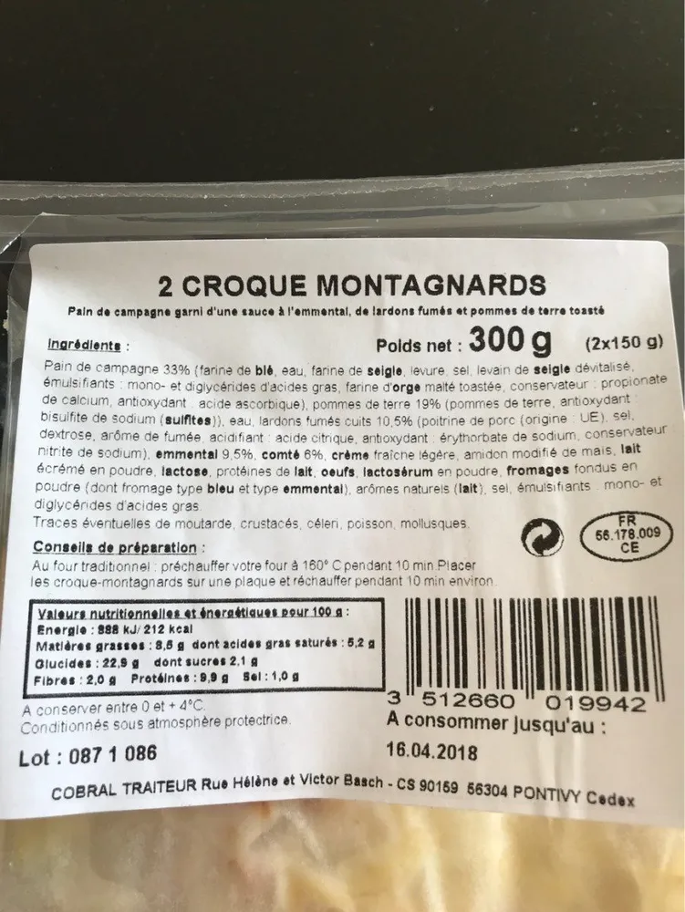Croque montagnard 2x150g 300g PE