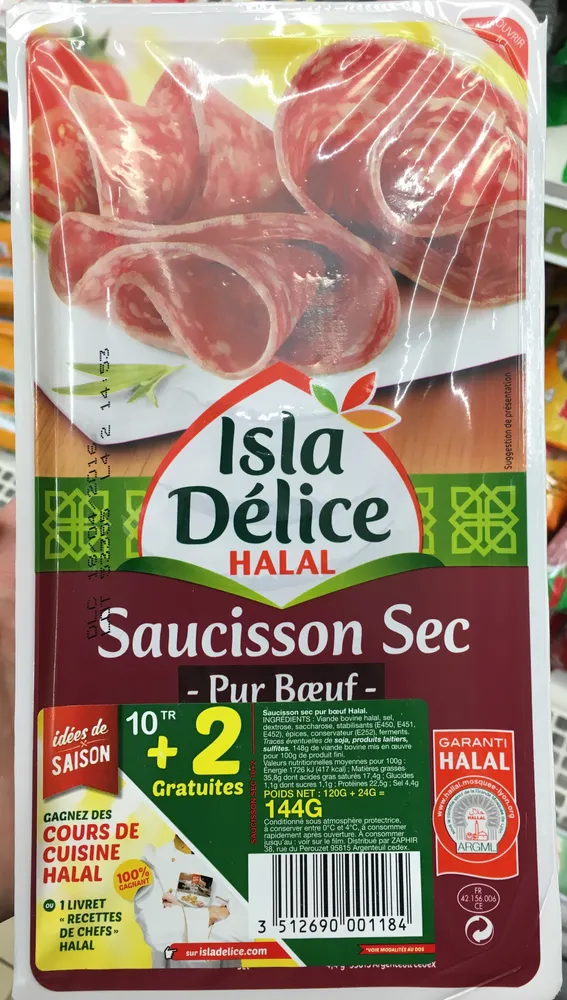 Saucisson Sec pur boeuf (10+2 gratuites)