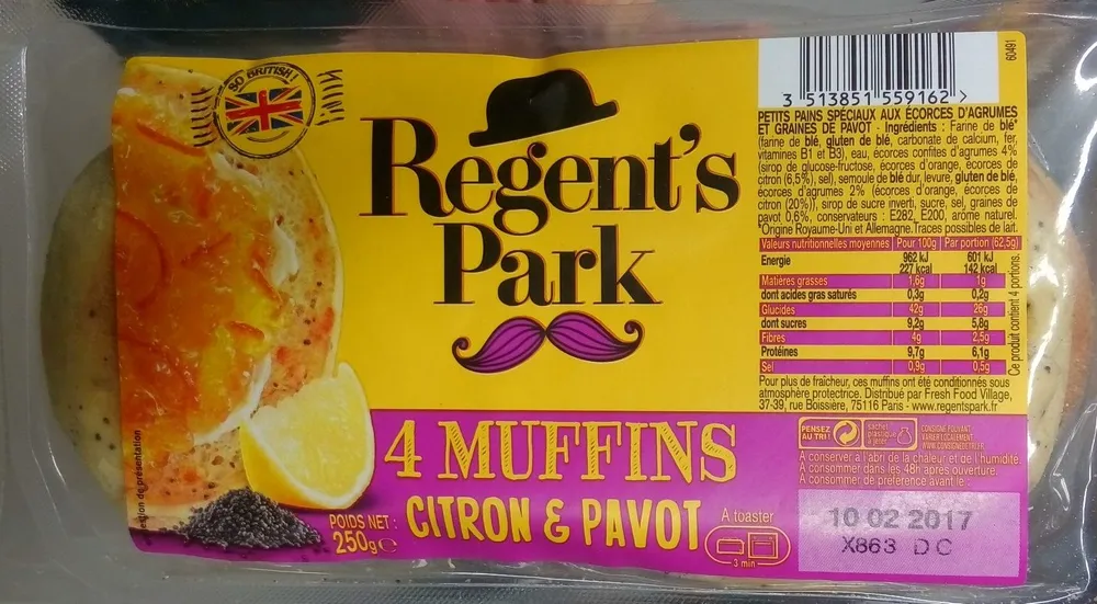 4 muffins citron & pavot