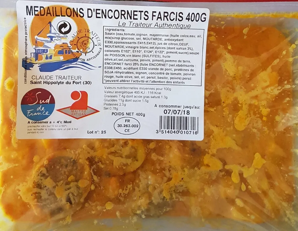 Médaillons d'encornets farcis 400g