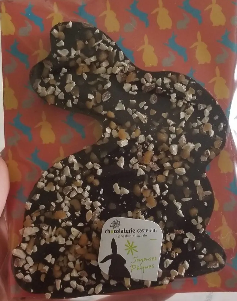 Tablette chocolat noir éclat amande et éclat de caramel