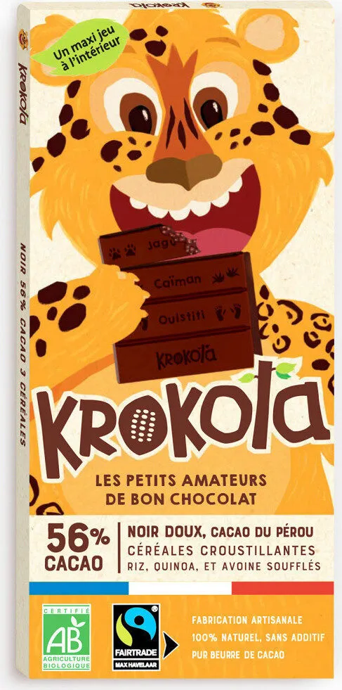 Tablette Noir doux 56% cacao 3 céréales