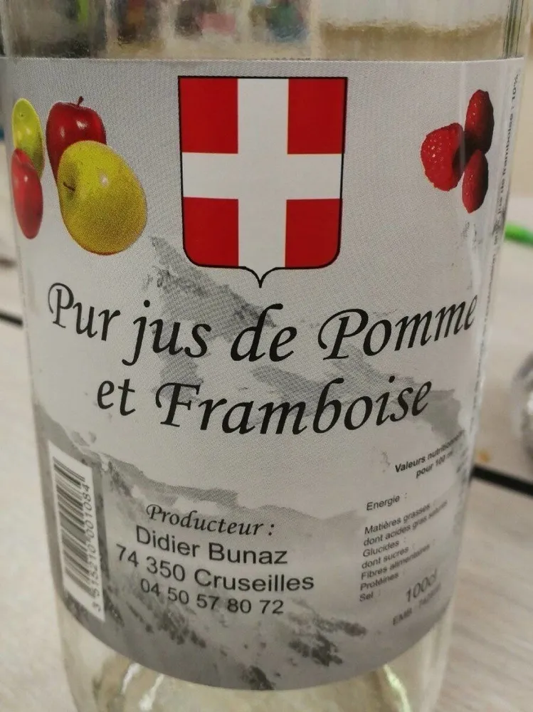 Pur jus de pomme et framboise