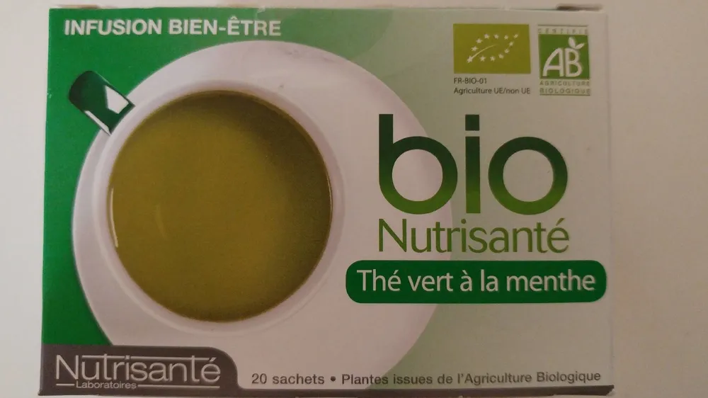 Bio Nutrisanté Thé Vert à La Menthe 20 Sachets