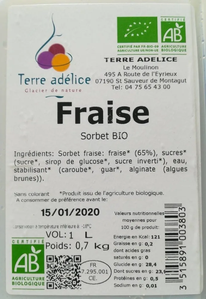 Fraise sorbet bio