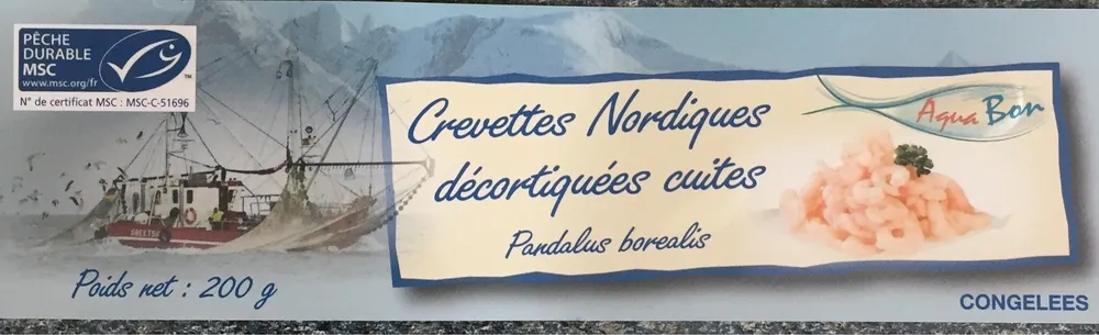 Crevettes nordiques cuites décortiquées congelées