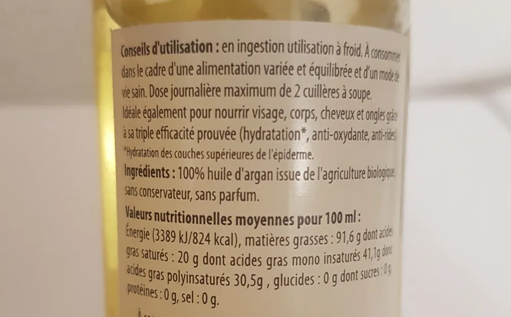 100% huile d'argan