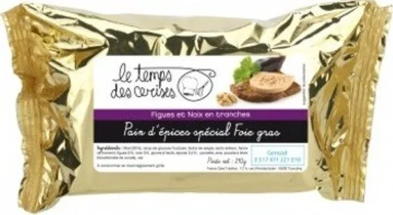 Pain d'épices Gourmet foie gras, figues et raisins en tranches