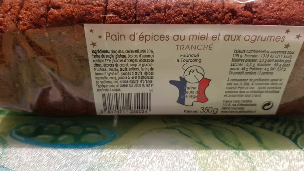 Pain d'épices au miel et aux agrumes