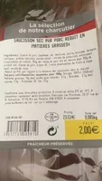 Saucisson sec pur porc réduit en matières grasses