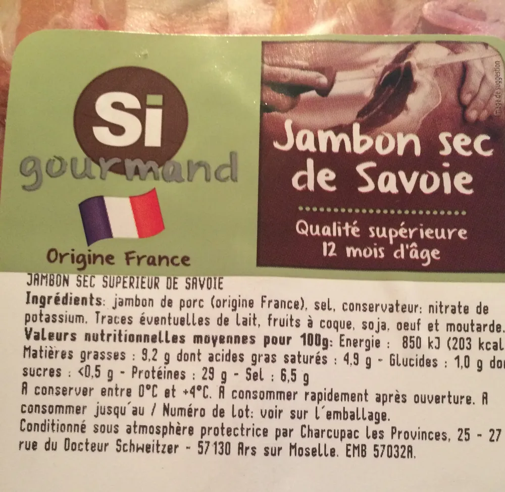Jambon sec de Savoie - qualité supérieure 12 mois d'âge
