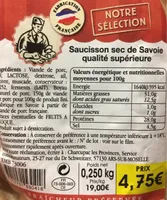 Saussisson sec de savoie qualite superieure