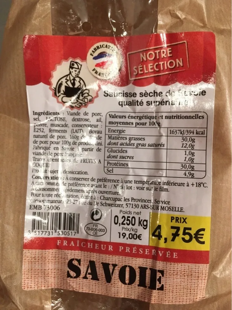 Saucisse seche qualite supérieure