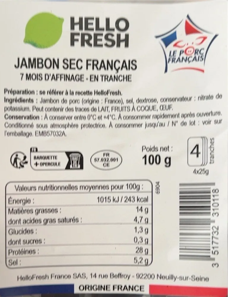 Jambon sec français
