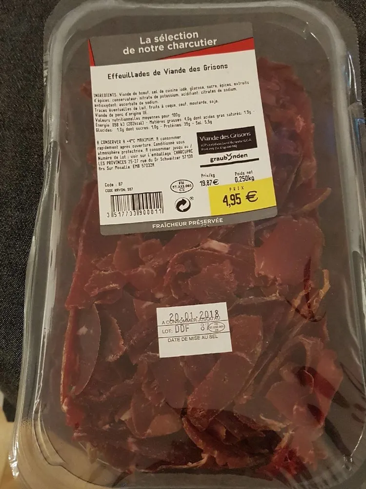 Effeuillades de viande des grisons