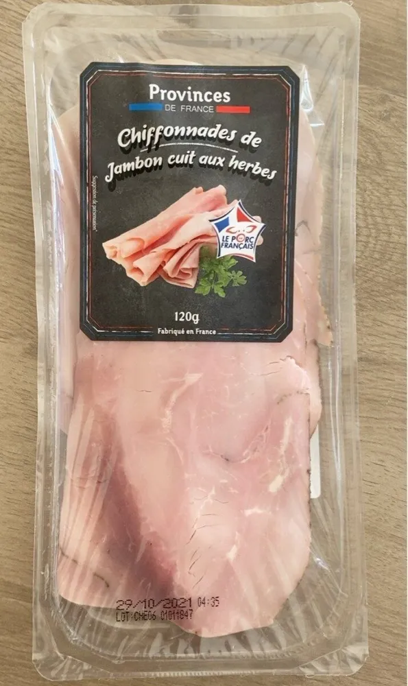 Chiffonades de jambon cuit aux herbes découenné dégraissé