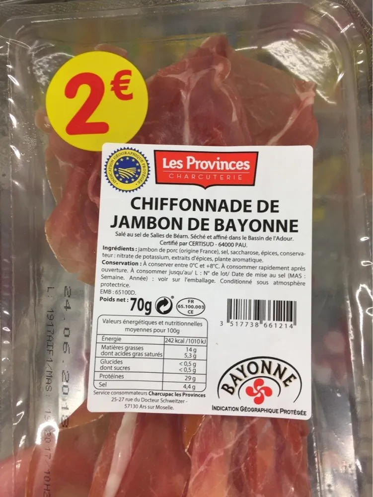 Chiffonnade de jambon de Bayonne