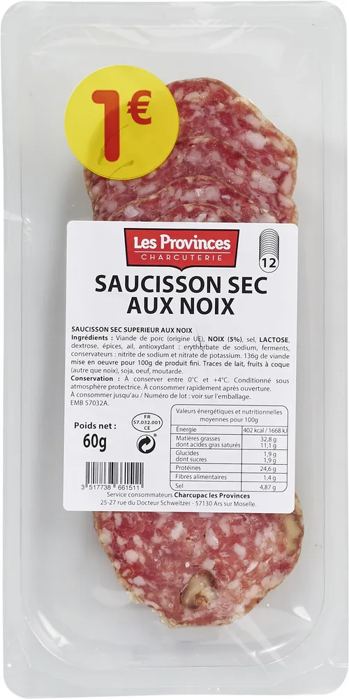Saucisson sec aux noix