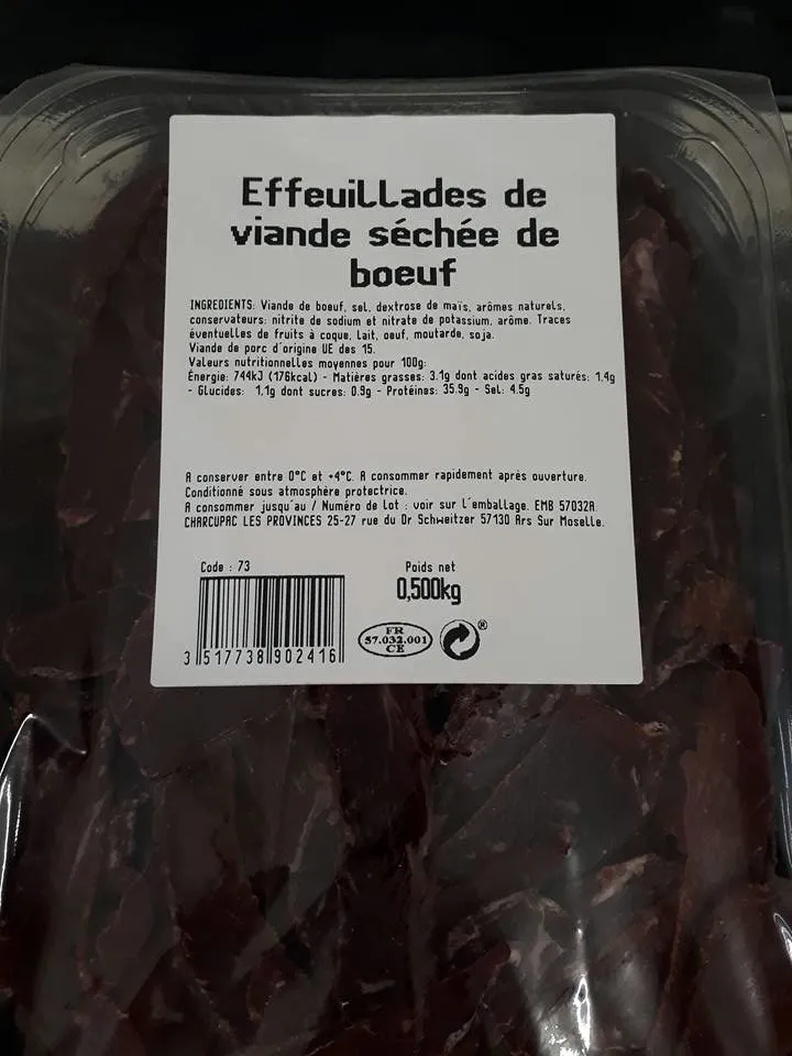 Effeuillades de viande séchée de bœuf