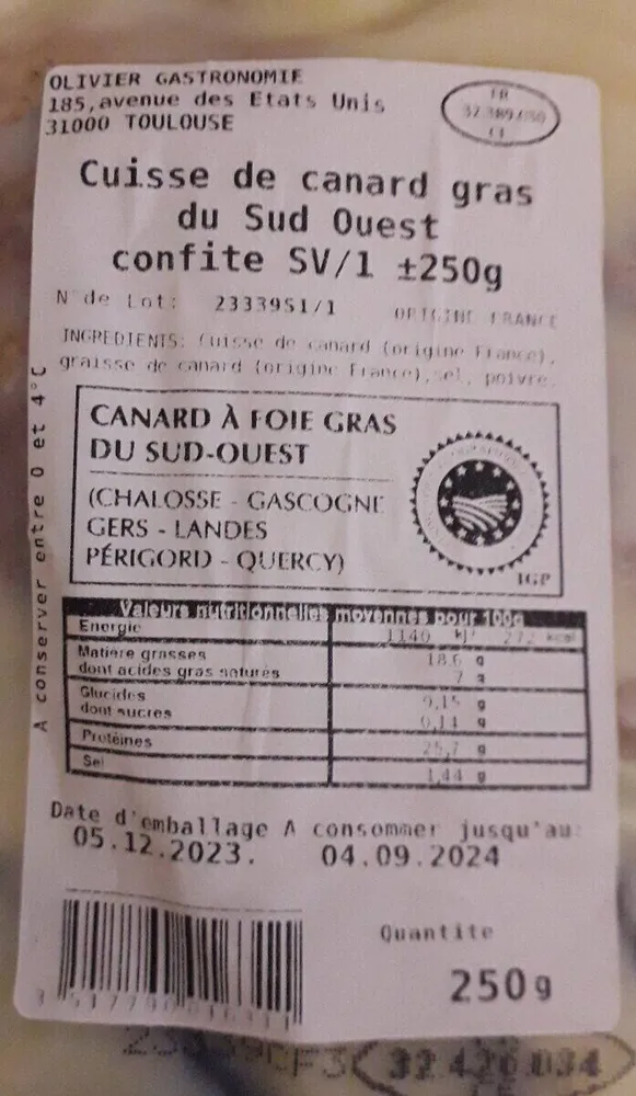 Cuisse de canard Sud-oues
