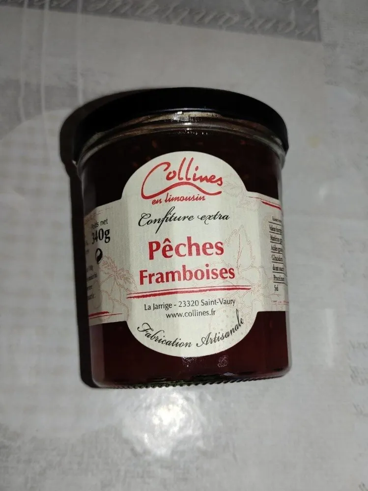 Confiture extra pêches-framboises