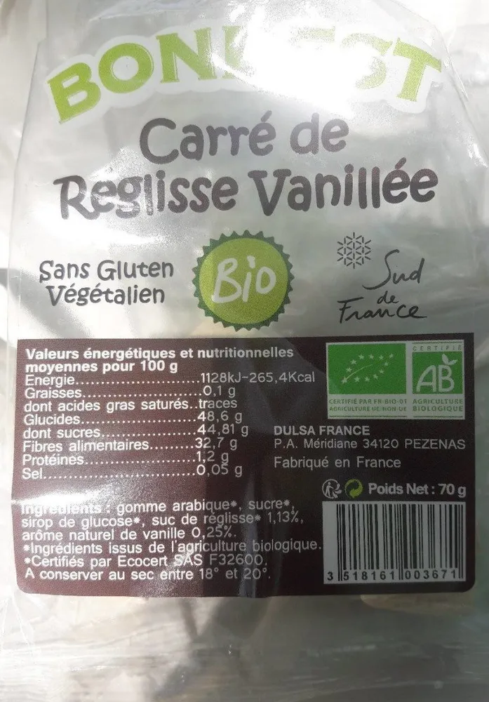 Carré de réglisse vanillée