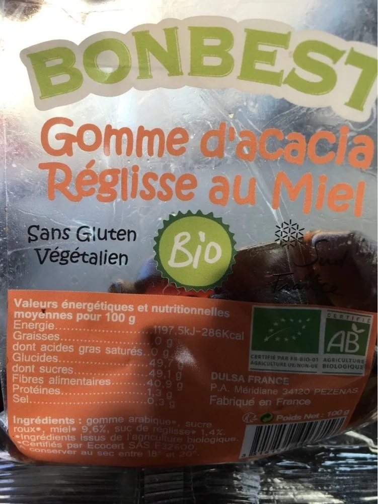 Gomme acacia reglisse au miel