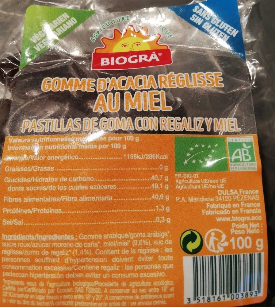 Gimme d'acacia réglisse au miel